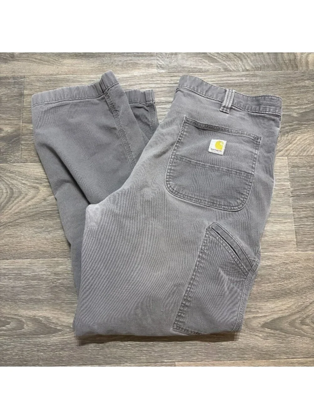 Carhartt Relaxed Straight Rigby Dungaree Pants 38x30 Durable Canvas 102291 Gray